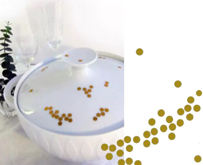 festliches upcycling - goldene punkte porzellansticker